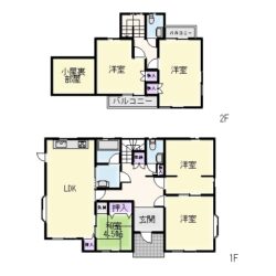 屋根裏収納付です。間取