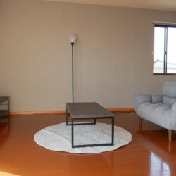 入居特典‼　ソファ、テーブル、テレビボード、スタンドライト、ラグ付きです。居間